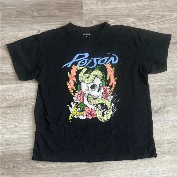 Poison Graphic Black Band T-Shirt - Picture 1 of 5